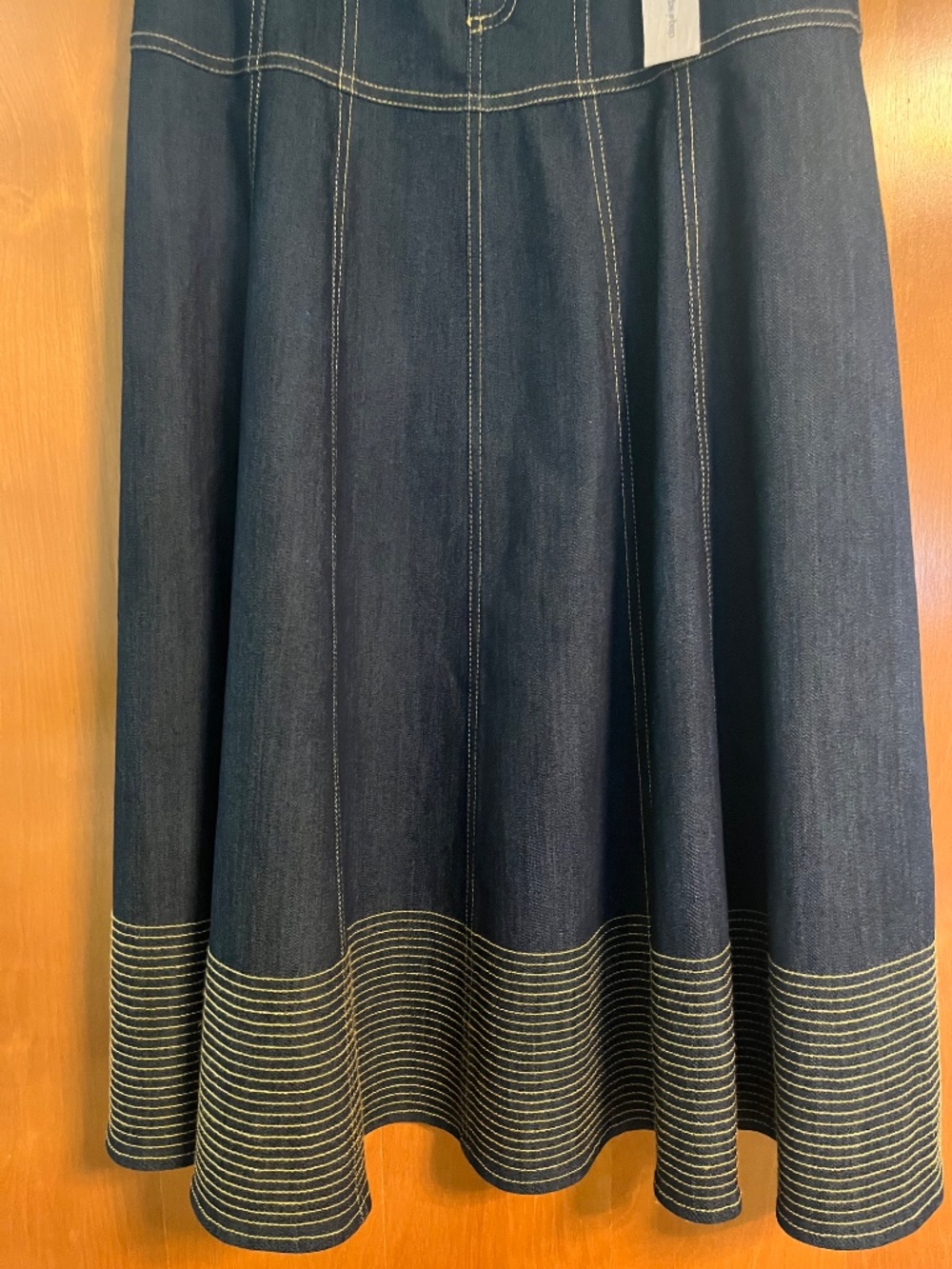 Cinq A Sept Dark Blue Denim Zip Front Midi Hester Skirt Sz. 6 - Picture 9 of 12